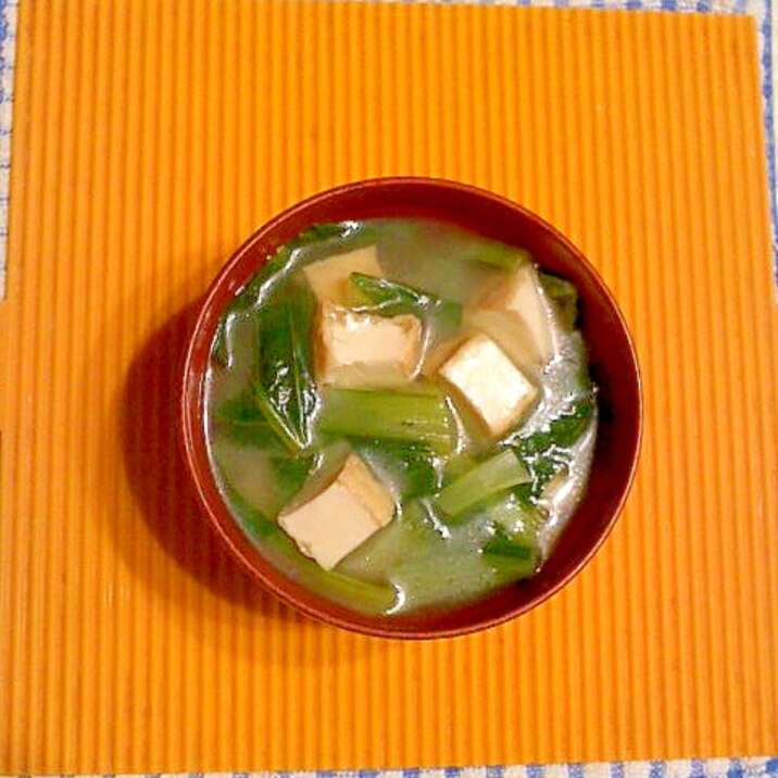 小松菜と厚揚げの味噌汁♪
